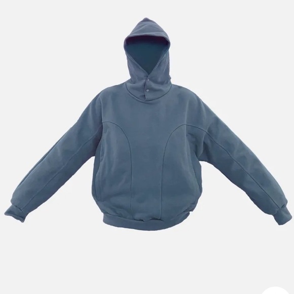 Grailz Geometry Men’s Blue Hooded Button Up Sweatshirt w Pockets. Size M - Picture 6 of 16